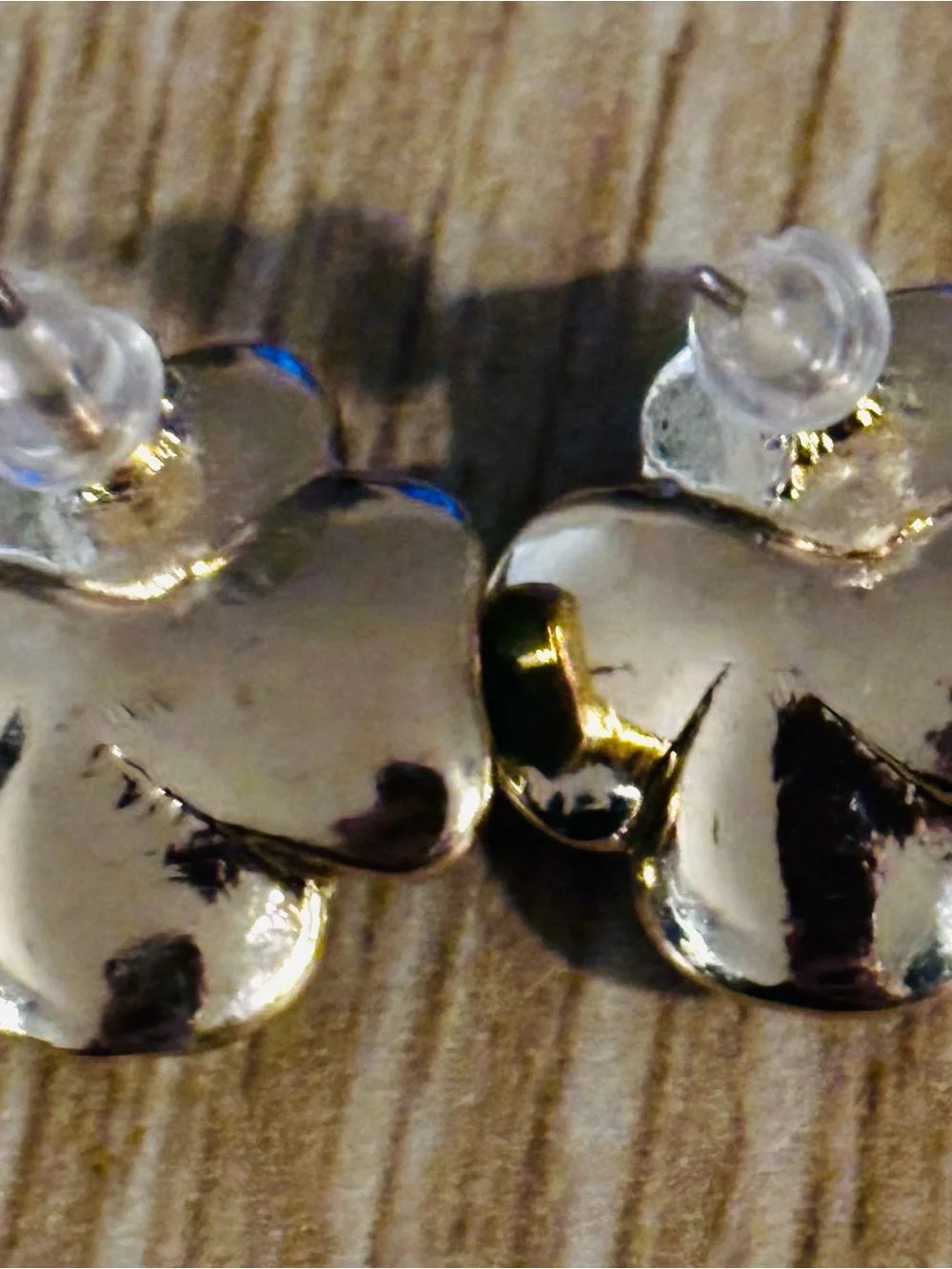 Hand painted Emerald Enamel Petal Stud Earrings